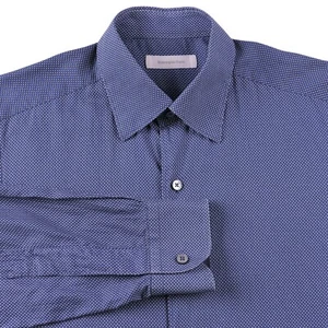 Ermenegildo Zegna Blue White Woven Lightweight Cotton Button Up Shirt M - Picture 1 of 6