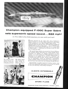 NORTH AMERICAN AVIATION F-100C SUPER SABRE JET SETS GESCHWINDIGKEITSREKORD CHAMPION AD - Bild 1 von 1