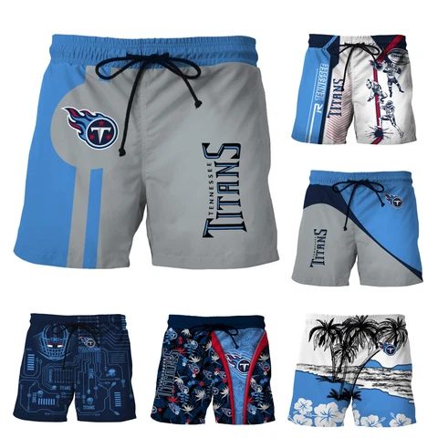 Tennessee Titans Men's Summer Beach Shorts Swim Trunks Running Joggers Shorts Cover