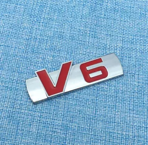 Metall Auto V6 Logo Kofferraum hinten Emblem Abzeichen Aufkleber Aufkleber ROT V6 - Bild 1 von 6