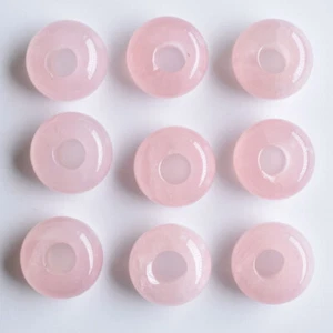 10 cuentas de piedra de cuarzo rosa natural forma redonda agujero grande para pulsera 14X8 mm - Imagen 1 de 1
