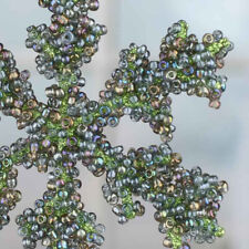 24 Elegant Blue and Green Rocaille Beaded 3-1/2" Snowflake Ornaments