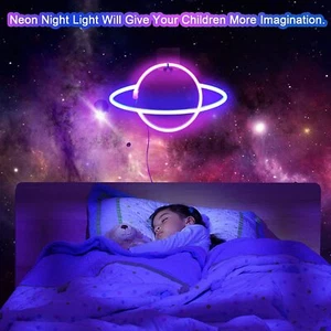 Planet Neon Light Signs Blue LED Neon Sign Wall Decor Neon Lamp Battery/USB - Picture 1 of 7