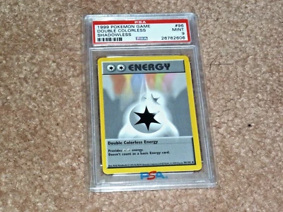 1999 POKEMON GAME  DOUBLE COLORLESS  ENERGY SHADOWLESS  #96 PSA 9 MINT - Image 1 of 2