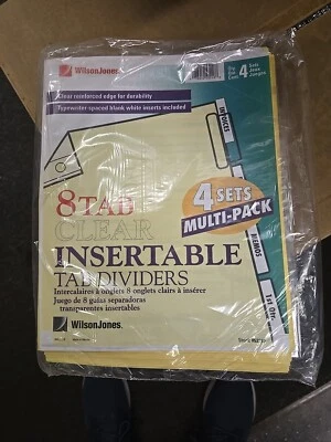 4 set Wilson Jones 8 Clear Tab Insertable Index Multi-Pack Stock#53218 - New! - Image 1 of 4