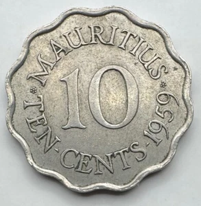 1959 Mauritius 10 Cents Coin - Ten Cents - Free Shipping - Picture 1 of 4