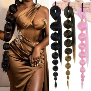 US Braided Ponytail Extension Bubble Ponytail for Black Women Black Barbie Pink - Picture 1 of 29