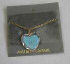 New Vtg 80's Austrian Crystal Heart Shape Pendant Letter W 16" Chain Necklace