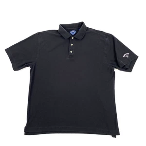 Callaway mens Golf Polo Shirt XL solid black Short Sleeve golfer Work breathable - Picture 1 of 16