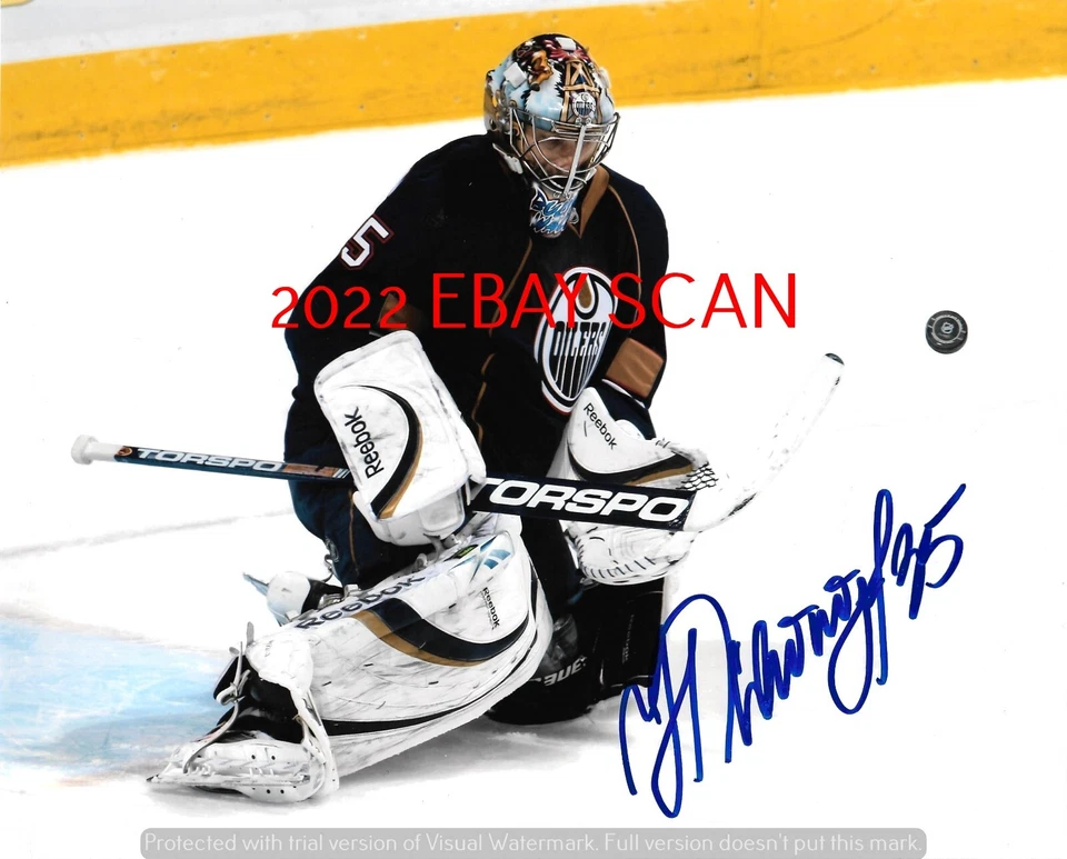 NIKOLAI KHABIBULIN Big SAVE Auto SIGNED 8x10 EDMONTON OILERS STAR GOALIE++++ - Image 1 of 1