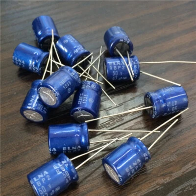 10pcs/100pcs 47uF 50V 10x12.5mm ELNA RBP2(R2B) 50V47uF Bi-polar Audio Capacitor - image 1 of 2