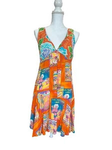 Vestido Jams World Talla Mediana Naranja Cervia Beach Italia Mini 100% Rayón Vintage - Imagen 1 de 15