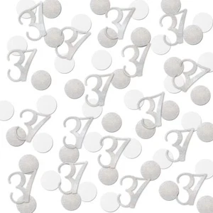 Silver Glitter 37 Confetti 37th Birthday Number Confetti 200pcs Anniversary P... - Picture 1 of 2