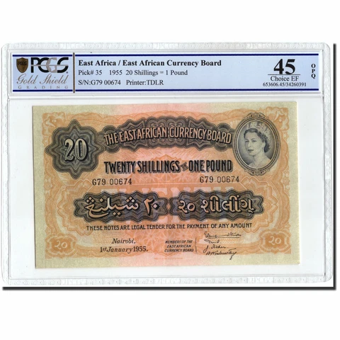 [#212727] Banknote, EAST AFRICA, 20 Shillings = 1 Pound, 1955, 1955-01-01, KM:35 Cover