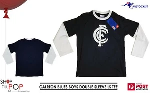 CAMISETA CARLTON BLUES AFL BOYS MANGA SIMULADA LS TALLA: 8 NUEVAS CON ETIQUETAS AUSSIE RULES MELBOURNE - Imagen 1 de 1