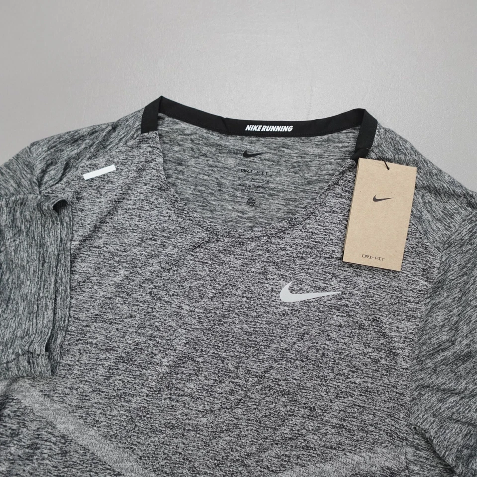 Nike DRI-FIT Rise 365 Short-Sleeve Running Top Gray CZ9184-011 Men's Size S