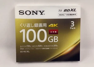 SONY BD-RE 100GB Printable 3BNE3VEPS2 pack of 3 Made in Japan - Picture 1 of 6