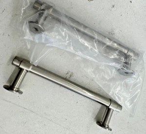 Lot 2 Drawer Pulls Handles Silver 4" Center 4 5/8" Long and 1 1/4" Deep No Screw - Picture 1 of 6