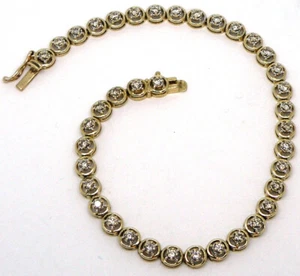 14k Yellow Gold Natural Diamond Ladies Tennis Bracelet - Picture 1 of 6