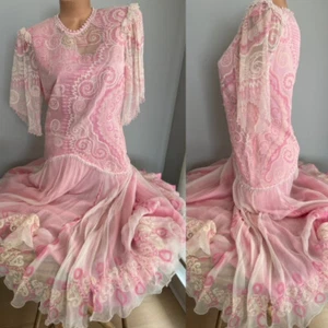 ZANDRA RHODES VINTAGE SILK DRESS sz M - Picture 1 of 7