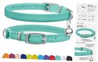 Leather Cat Collar With Bell - Kitten Collar, Small Mint Green 8-11 Inch (New)