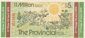 The Provincial $5 Lottery Ticket 2 Draws Starting March 27, 1978 - Imagen 1 de 2