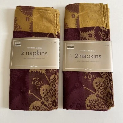 Martha Stewart Woodland Holiday Napkins 20” X 20” New Two Packages (4 Napkins) - Image 1 of 4