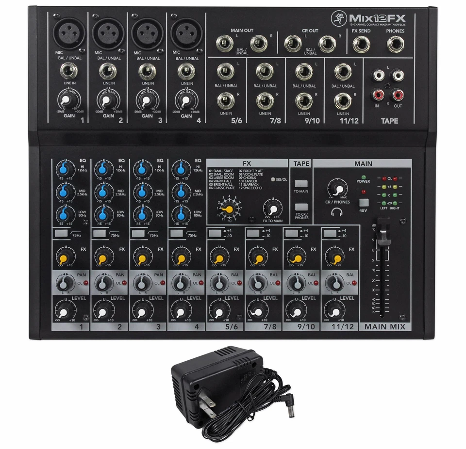 Mackie Mix12FX 12-Ch. Compact Soundboard Mixing Console Mixer For Church/School - Image 1 of 4