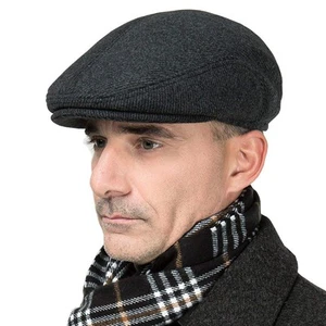 Men Fall Winter Peaked Flat Cap Newsboy Cap Beret Hat with Adjustable Earmuff... - Picture 1 of 8