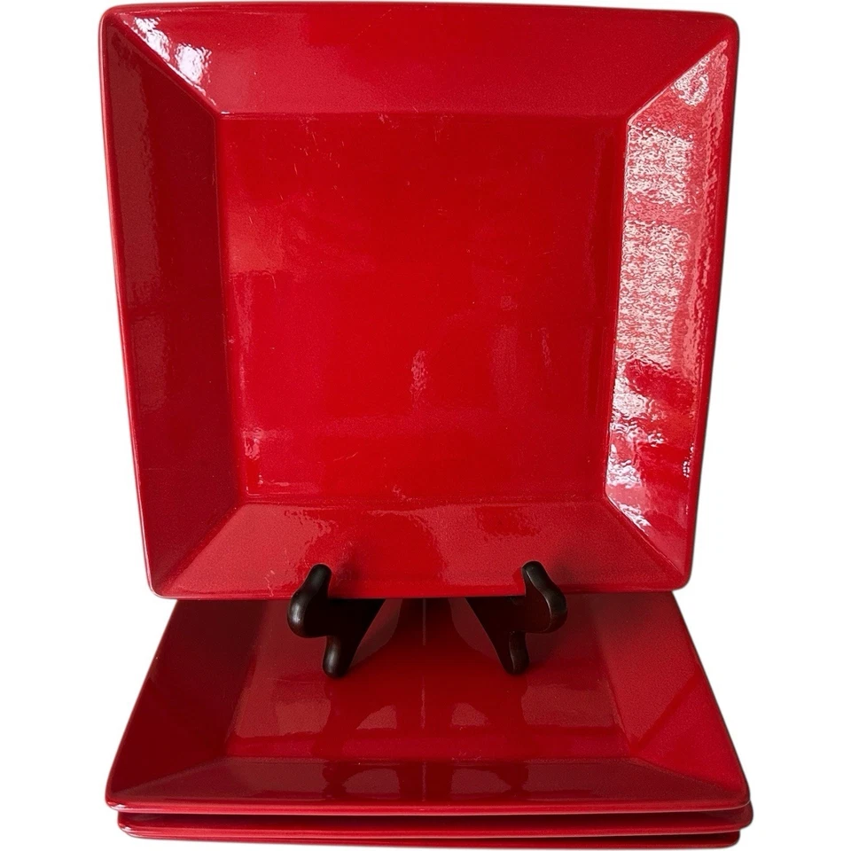 Waechtersbach Fun Factory обеденная тарелка 10 дюймов квадратная вишнево-красная праздничная Германия - Изображение 1 из 4