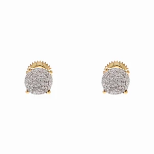 1 Ct Natural Round Diamond Cluster Stud Earrings 10k Yellow Gold Fine Jewelry - Picture 1 of 3