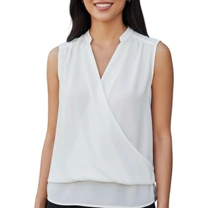 Portmans Chiffon Sleeveless Blouse Womens Size 8 Cream Like New - Picture 1 of 9
