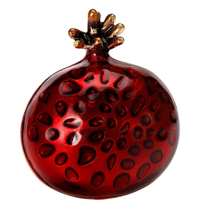 Luxury Red Enamel Pomegranate Brooch Gold Fall Fruit Pin Winter Gift Jewelry USA - Image 1 of 4