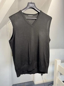 Mens JAEGER Merino Wool Sleeveless Vest XL Black - Picture 1 of 6