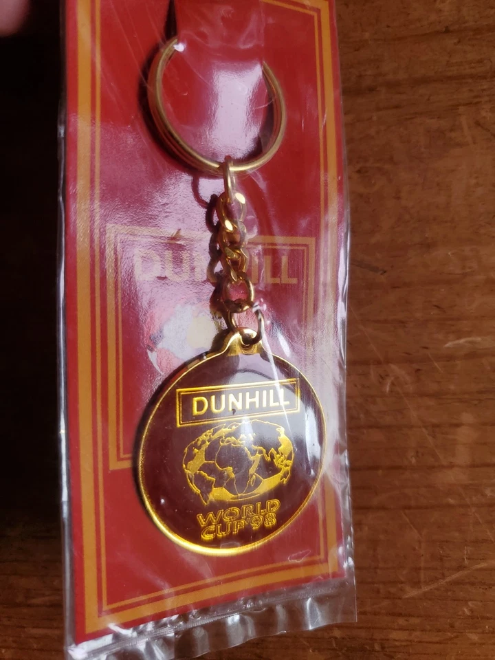 Dunhill 1998 Soccer World Cup Malaysia Keychain Gold Tone Key Ring Souvenir Vtg  - Image 1 of 4