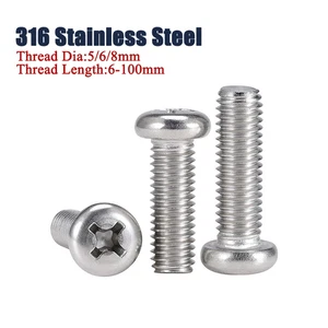 Tornillos de cabeza redonda de acero inoxidable Phillips 316 5/6/8 mm - Imagen 1 de 9