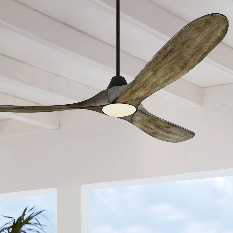60" Visual Comfort Maverick Aged Pewter LED Damp Rated Fan with Remote - Image 1 of 3
