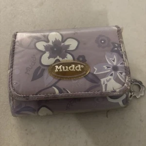 Mudd Y2k Tri Fold Wallet CHARM & MIRROR Purple Floral - Picture 1 of 7