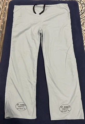 Scrubs St. Agnes Hospital Scrub Uniform Pants Blue Large Baltimore MD Vintage  - Image 1 of 4