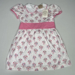 The Beaufort Bonnet Company Girls 5 Cindy Lou Sash Dress East Bay Bouquet Pink - Picture 1 of 7