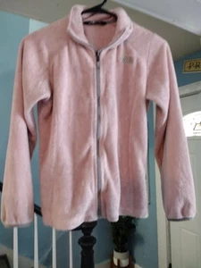 The North Face Jacket Girls Large Pink Gray Osolita Fleece Full Zip Outdoor Logo - Picture 1 of 4