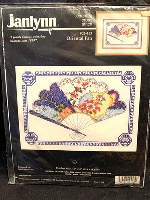 Kit de punto de cruz contado con abanico oriental Janlynn 1998 ¡¡GRAN REGALO!!! Foto 1 de 2