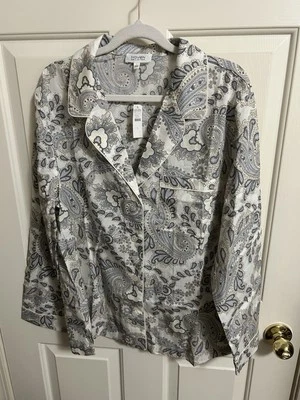 Haven Well Within Organic Cotton Poplin Grey Paisley Sleep Shirt Size Large NWT - Image 1 of 4