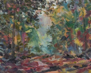 Art Orig Oil Painting RM Mortensen Landscape "The Morning Dew" Forest Landscape - Picture 1 of 1