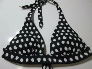 Victoria Secret Women Size S Bikini Top Black  Wireless Lined Halter Polka Dot - Picture 1 of 6