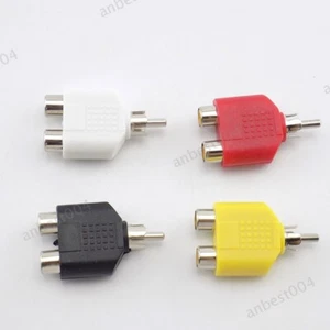V Audio Video Plug Converter AV Jack 1 RCA Male to 2 RCA Female Splitter - Picture 1 of 5