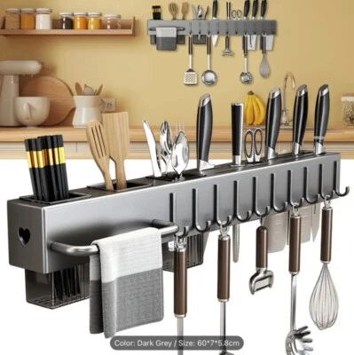 Настенная кухонная полка органайзер держатель для ножей стойка для хранения посуды стойка - Изображение 1 из 4