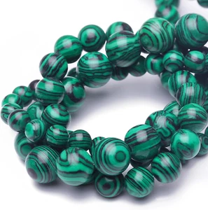 8Mm Natural Stone Beads for Jewelry Making,Green Malachite Polished Smooth round - Picture 1 of 4