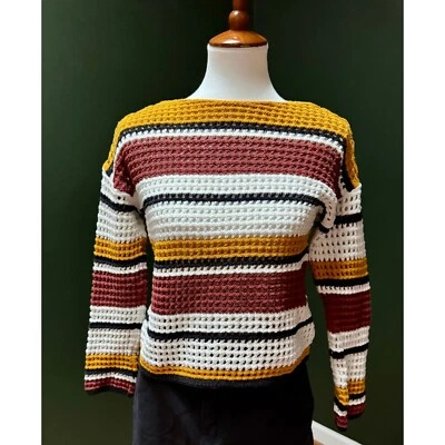 Suéter tejido a rayas manga larga Nine West para mujer talla S Foto 1 de 4