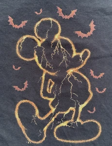 Disney Mickey Mouse Outline Halloween Shirt Juniors Medium Black With Bats EUC! - Picture 1 of 5